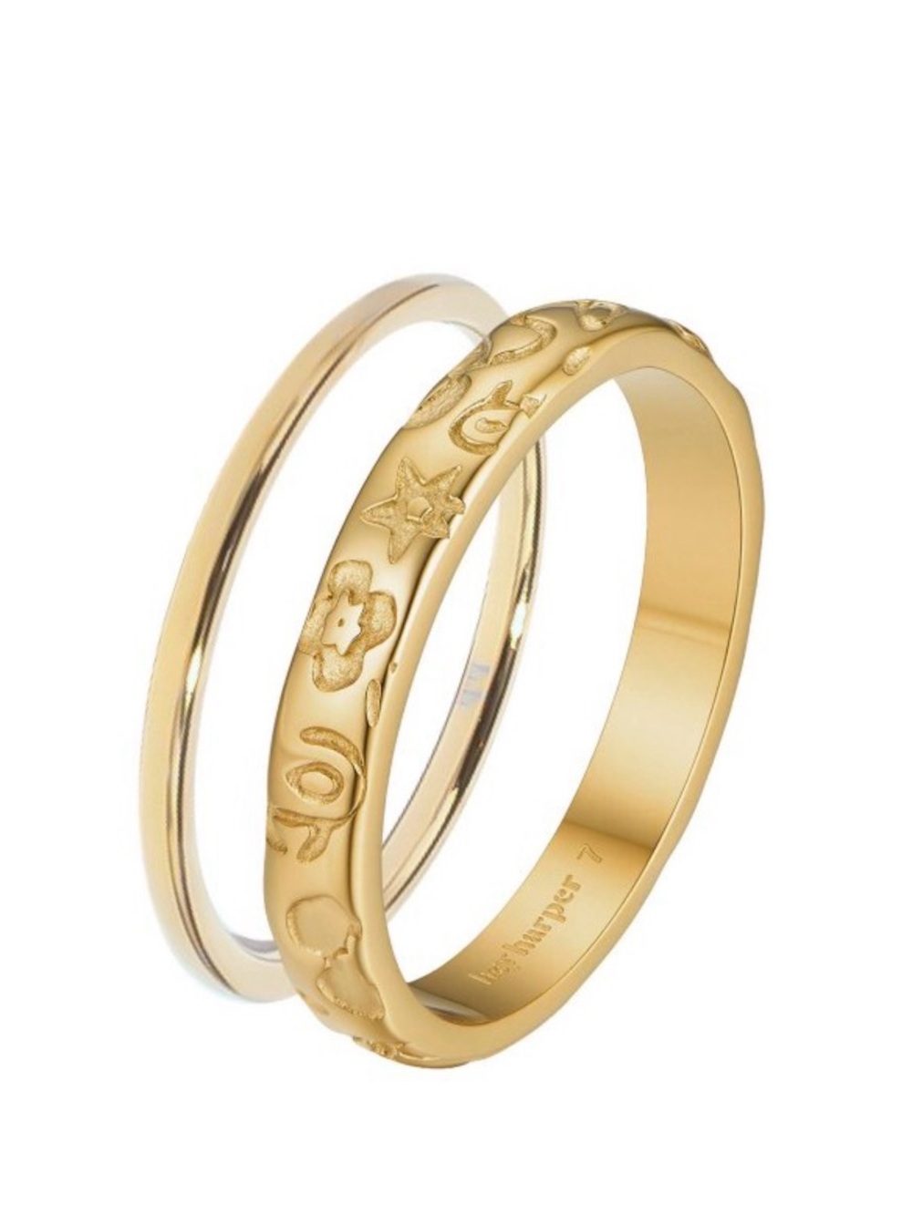 Gold Floral Engraved Stackable Ring Set. Reposhing as size is closer to 7 than 8